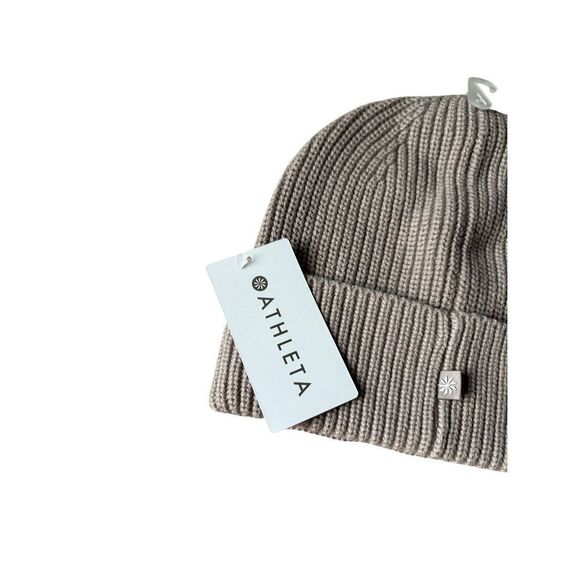 NEW ATHLETA Cozy Hour Beanie Cuffed Tan Taupe One Size - Picture 3 of 8